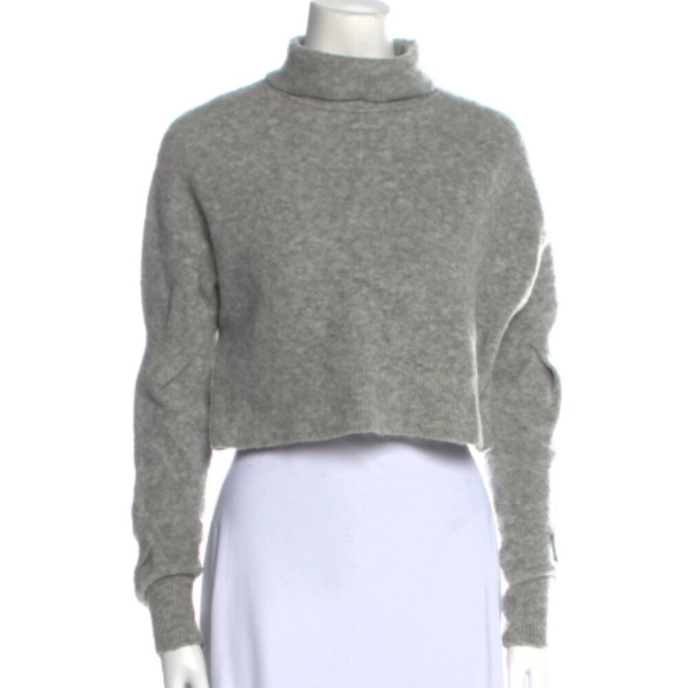 Alexander Wang Cropped Gray Turtleneck Sweater | Size XS